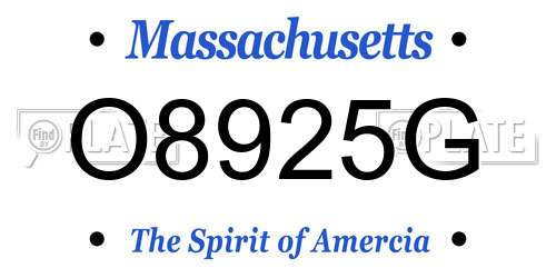 O8925G Massachusetts License Plate