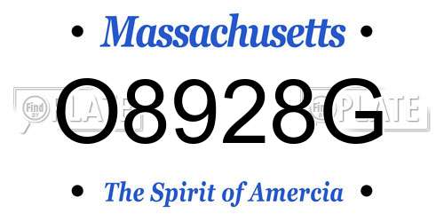 O8928G Massachusetts License Plate