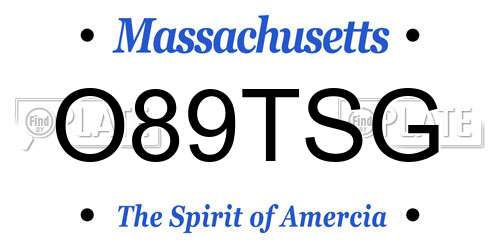 O89TSG Massachusetts License Plate