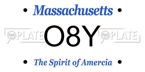 O8Y Massachusetts License Plate