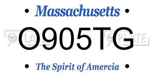 O905TG Massachusetts License Plate