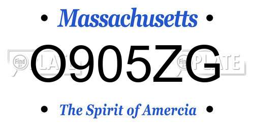 O905ZG Massachusetts License Plate