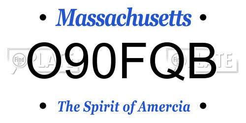 O90FQB Massachusetts License Plate
