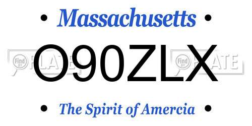O90ZLX Massachusetts License Plate
