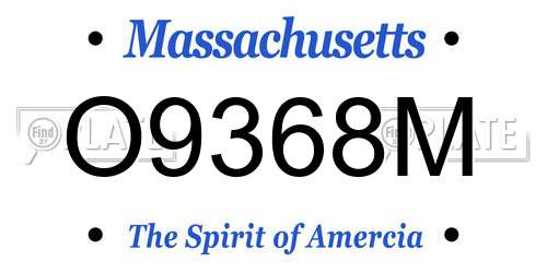 O9368M Massachusetts License Plate