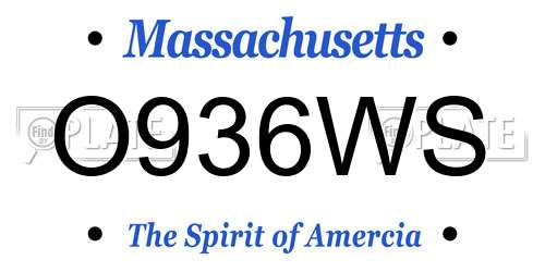 O936WS Massachusetts License Plate