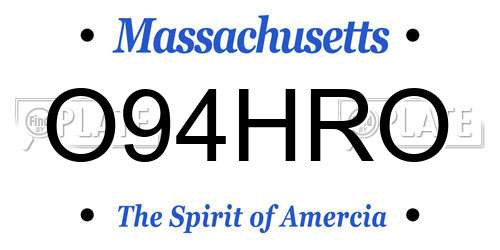 O94HRO Massachusetts License Plate