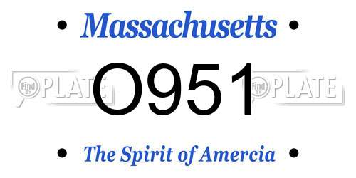 O951 Massachusetts License Plate
