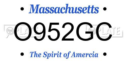 O952GC Massachusetts License Plate