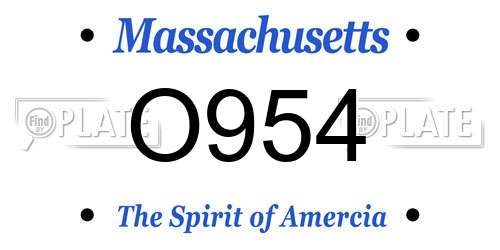 O954 Massachusetts License Plate