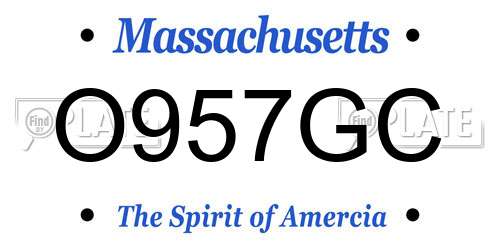 O957GC Massachusetts License Plate
