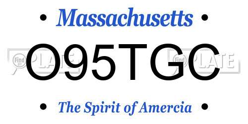 O95TGC Massachusetts License Plate