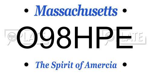 O98HPE Massachusetts License Plate