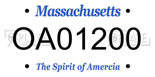 OA01200 Massachusetts License Plate