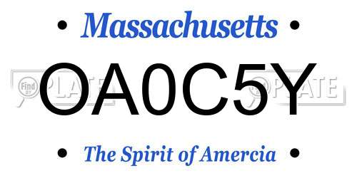 OA0C5Y Massachusetts License Plate