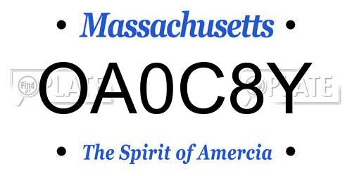 OA0C8Y Massachusetts License Plate