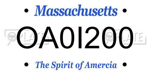 OA0I200 Massachusetts License Plate