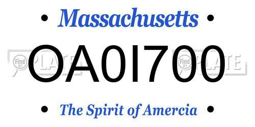 OA0I700 Massachusetts License Plate