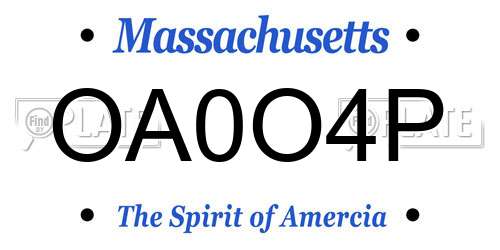 OA0O4P Massachusetts License Plate