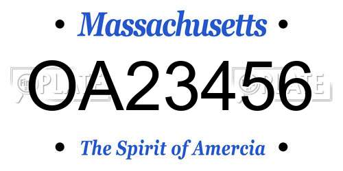 OA23456 Massachusetts License Plate