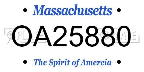 OA25880 Massachusetts License Plate