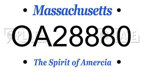 OA28880 Massachusetts License Plate
