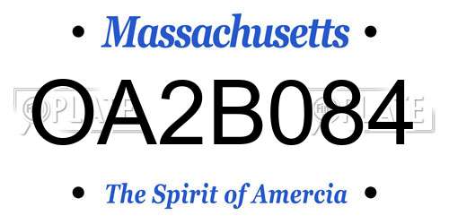 OA2B084 Massachusetts License Plate