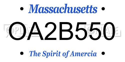 OA2B550 Massachusetts License Plate