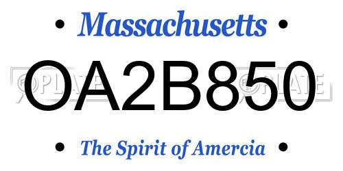 OA2B850 Massachusetts License Plate