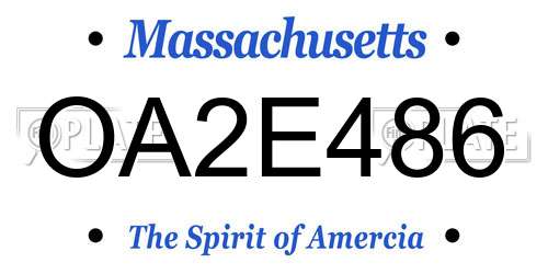 OA2E486 Massachusetts License Plate