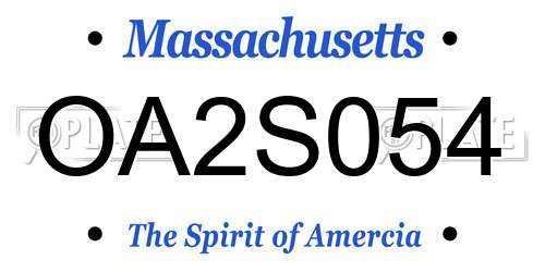 OA2S054 Massachusetts License Plate