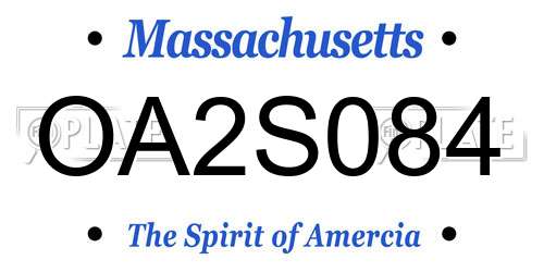OA2S084 Massachusetts License Plate