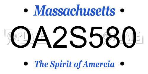OA2S580 Massachusetts License Plate