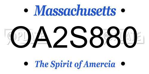 OA2S880 Massachusetts License Plate