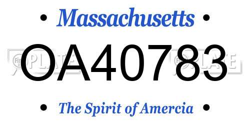 OA40783 Massachusetts License Plate