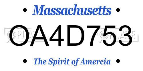 OA4D753 Massachusetts License Plate