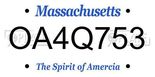 OA4Q753 Massachusetts License Plate