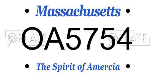OA5754 Massachusetts License Plate