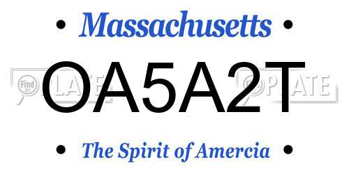 OA5A2T Massachusetts License Plate