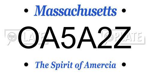 OA5A2Z Massachusetts License Plate