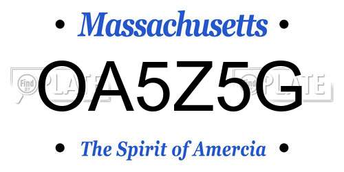 OA5Z5G Massachusetts License Plate