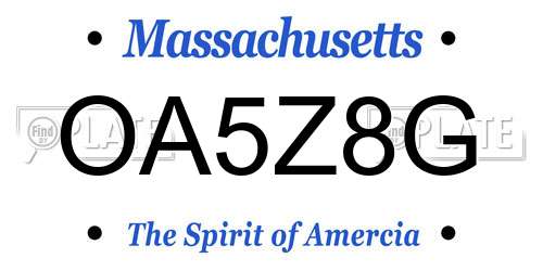 OA5Z8G Massachusetts License Plate