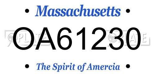 OA61230 Massachusetts License Plate