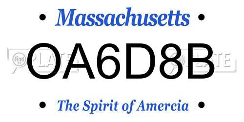 OA6D8B Massachusetts License Plate