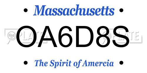 OA6D8S Massachusetts License Plate