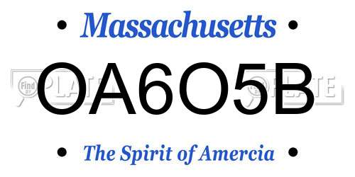 OA6O5B Massachusetts License Plate