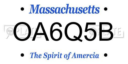 OA6Q5B Massachusetts License Plate