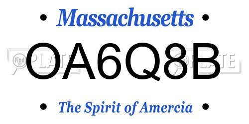 OA6Q8B Massachusetts License Plate