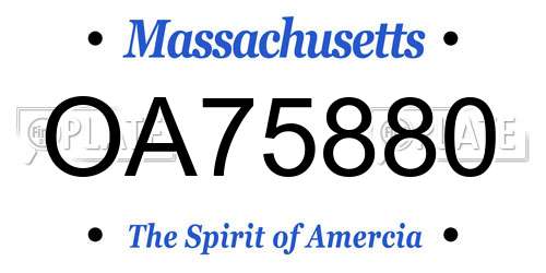 OA75880 Massachusetts License Plate