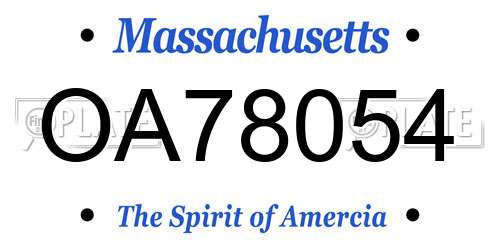OA78054 Massachusetts License Plate